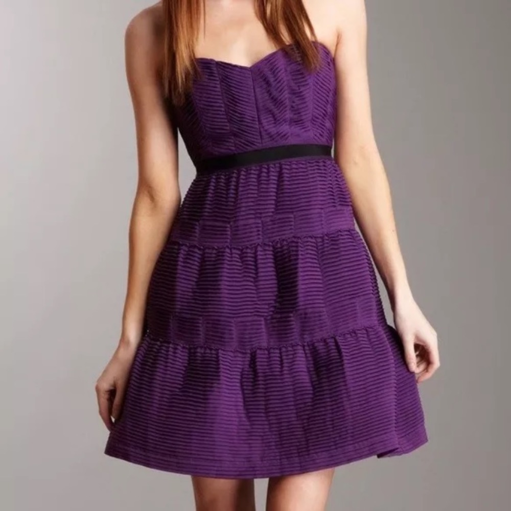 BCBG Pleated Chiffon Party Dress